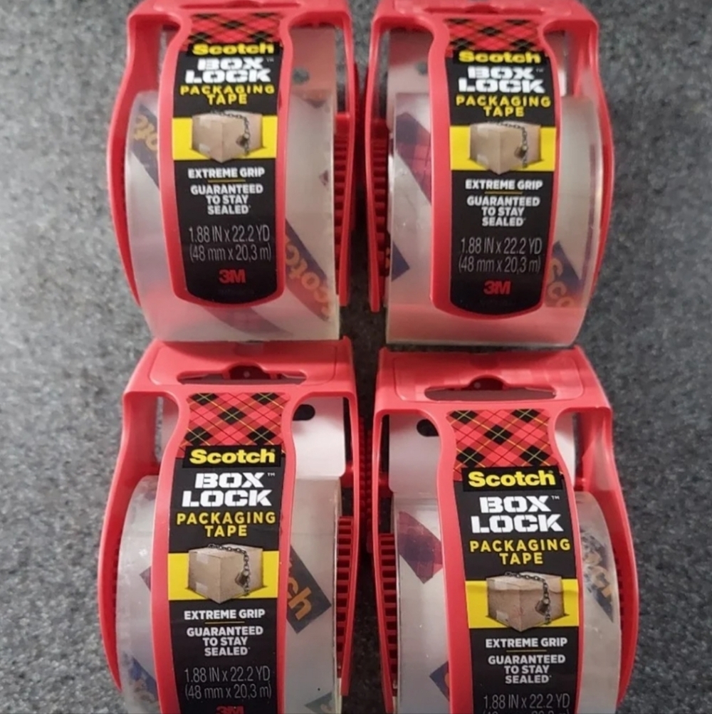 Scotch Box Lock Packaging Tape 3M - Bundle of 4! 1.88 x 22.22 YD NEW LOOK! BNWT